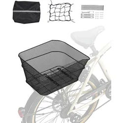 VEVOR Fahrradkorb hinten Hinterradkorb Gepäckträgerkorb Abdeckung 39x31x21cm