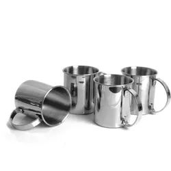 Echtwerk Becherset , Silberfarben , Metall , 4-teilig , 500 ml , 11.4x11.3x16.2 cm , Gläser, Gläsersets