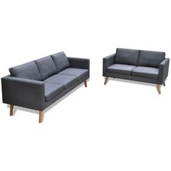 vidaXL Sofa Set 2-Sitzer und 3-Sitzer Stoff Dunkelgrau