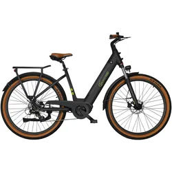 SachsenRad E-Bike Cityrad C5 mit Diebstahlsicherung, 7 Gang Shimano 7SP TOURNEY TY300 Schaltwerk, Kettenschaltung, Mittelmotor, 470 Wh, (Tiefeinsteiger), TFT Farb-LCD-Display, Fahrmodus Pedelec, LED-Frontlicht, Alarmanlage schwarz