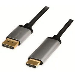 LOGILINK DisplayPort-Kabel CDA0107, DisplayPort/HDMI, Alu, 4k, 2 m