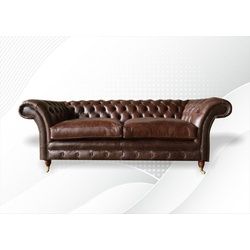 JVmoebel Chesterfield-Sofa, Chesterfield 3 Sitzer Sofa Design Sofa Couch 225 cm braun