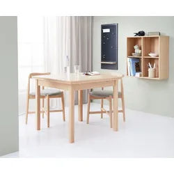 Hammel Furniture Esstisch Basic Dinex, ausziehbar, mit Einlegeplatten - Furnier/Massivholz, Qualität & dänisches Handwerk, langlebig, quadratisch, in zwei Breiten beige 90 cm x 76 cm x 90 cm