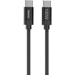 Hama Ladekabel Fabric, USB-C - USB-C, 100W, 1,5 m, Nylon, Schwarz