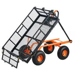 VEVOR Gartenwagen, Gartenkarre aus Metall mit einfach zu montierendem Rahmen, Kippbarer Bollerwagen mit umwandelbarem 2-in-1-Griff, Mehrzweckschubkarre mit 180 kg Tragfähigkeit, 25,4 cm Reifen