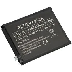 AccuCell Akku passend für Xiaomi Mi 11 Lite, Mi 11 5G, Li-Polymer, 3,84V, 4150 Akku 4150 mAh (3,8 V) schwarz