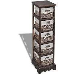 vidaXL Korbregal Holz mit 5 Körben Braun