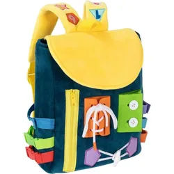 keystar Kinderrucksack Kleinkindrucksack mit Schnallen und Lernspielzeug zur (Förderung feinmotorischer Fähigkeiten und grundlegender Lebenskompetenzen -, Kinderfreundliches Plüsch Material, Nummern zählen lernen), ab Kleinkinder für 18 Monate - maschinenwaschbar, Reisespielzeug blau