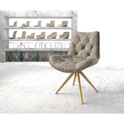 Esszimmerstuhl Taimi-Flex Mikrofaser Taupe Vintage Holzgestell kantig Natur