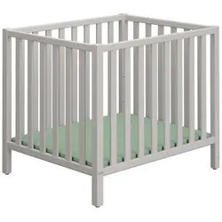 Paidi Laufgitter , Hellgrau , Holz , Buche , massiv , 76.2x80.7x96.5 cm , Blauer Engel, Goldenes M , höhenverstellbar, Schlupfsprossen , Baby & Kindermöbel, Babyzimmer, Laufgitter