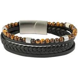 Edelstahlarmband ADELIA ́S "Herren Armband aus Edelstahl" Gr. 21, schwarz braun silber, Armbänder, Herren, 21, Edelstahl, Edelstahlarmband