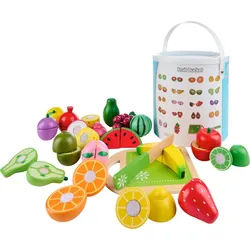 My Baby Lou Schneideset Obst , Multicolor , Holz, Textil, Holzwerkstoff , 20-teilig , Schima , massiv, Sperrholz , EN 71 , Spielzeug, Holzspielzeug