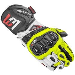 Bogotto Sugello perforierte Motorradhandschuhe, schwarz-weiss-gelb, Größe XS