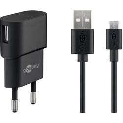 Goobay Micro USB-Ladeset 1 A - Netzteil mit Micro USB Kabel 1m (Schwarz)