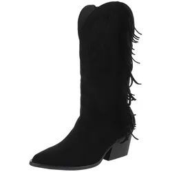 Ital-Design Moderne Damen-Stiefel mit Fransen für Freizeit und Events Westernstiefel (90458156) Blockabsatz Stiefel in Schwarz schwarz 36 EU