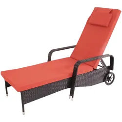 MCW Poly-Rattan Sonnenliege Anthrazit, Orange , Kunststoff , 71x108x197 cm , Gartenmöbel, Gartenliegen
