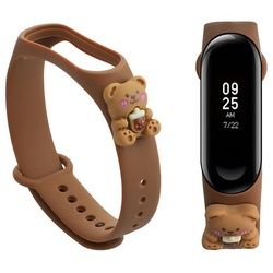 kwmobile Uhrenarmband Sportarmband für Xiaomi Mi Band 4 / Mi Band 3 Armband, Fitnesstracker Band aus TPU Silikon Bärchen Design braun