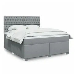 vidaXL Boxspringbett, Boxspringbett mit Matratze Hellgrau 180x200 cm Stoff