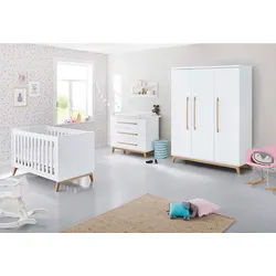 Pinolino Babyzimmer , Weiß, Eschefarben , Holzwerkstoff , 6 Fächer , 3 Schubladen , in verschiedenen Größen erhältlich,zum Juniorbett umbaubar, höhenverstellbar, Sprossen mit Normabstand, Aufbauanleitung im Karton, Lattenrost inklusive, Schlupfsprossen , Babymöbel & Kindermöbel, Babyzimmer, Babyzimmer-Serien