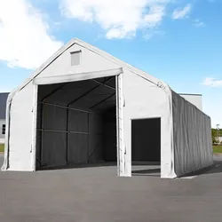 TOOLPORT Everest 8x8m Zelthalle, PRIMEtex-Plane, grau, mit Statik (Erduntergrund) - (48677)