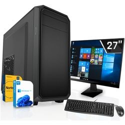 SYSTEMTREFF Business-PC-Komplettsystem (27", Intel Core i3 10100F, GT 710, 8 GB RAM, 256 GB SSD) schwarz