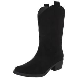 Ital-Design Elegante Damen-Stiefel mit Kunstvollen Details und Absatz Westernstiefel (90793423) Blockabsatz Stiefel in Schwarz schwarz 36 EU