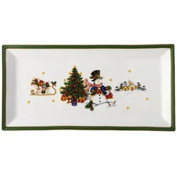 Hutschenreuther Platte , Weiß, Dunkelgrün , Keramik , Weihnachten , rechteckig , 36x15x5 cm , lebensmittelecht , Geschirr, Tischkultur & Serviergeschirr, Servierplatten