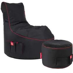 Gaming Sitzsack Bundle Classic - Fabric Crimson Thunder (Schwarz/Rot)