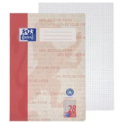 Oxford Schulheft »Recycling« A4 - kariert Rand rechts und links rot
