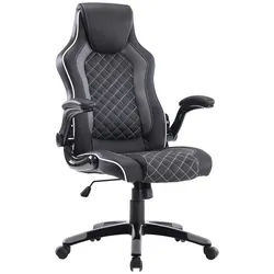 Chefsessel Regina Grau/Schwarz Lederlook