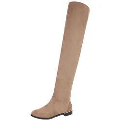 Ital-Design Elegante Overknee-Stiefel aus weichem Material für Damen Stiefel (90727002) Blockabsatz Overknees in Hellbraun braun 36 EU