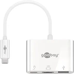 Goobay USB-CTM Multiport-Adapter HDMI, PD, weiß - erweitert ein USB-CTM Gerät um einen HDMITM- und einen USB 3.0- Anschluss