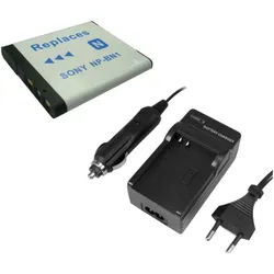 Trade-Shop 2in1 Set passend für Sony Cybershot TX10 TX100 TX100V Ladegerät + Kamera-Akku Li-Ion, Für 220V Steckdose und 12V/24V Kfz Zigarettenanzünder