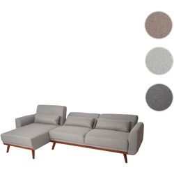 Sofa HWC-J20, Couch Ecksofa, L-Form 3-Sitzer Liegefläche Schlaffunktion Stoff/Textil ~ grau