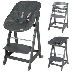 Roba Babyhochstuhl Born Up Luxe mit Neugeborenenaufsatz Anthrazit , Textil , 46x94x66.5 cm , Babymöbel & Kindermöbel, Babyzimmer, Hochstühle