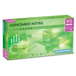 ARNOMED Nitril Lime Green Einmalhandschuhe, puderfrei, grün, Elastische Nitrilhandschuhe mit einem hervorragenden Tastempfinden, 1 Packung = 100 Stück, Größe XS