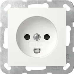 Gira 442227 Steckdose Dänisch mit Shutter System 55 Reinweiß seidenmatt
