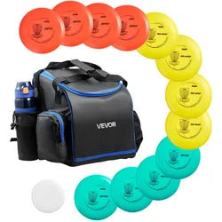 VEVOR Disgolf Set Disc Golf Scheiben (12 + 1) für Anfänger, Starter-Set, mit Putter, Mid-Range, Driver, inklusive Mini-Marker, tragbarer Rucksack, für Garten Rasen Strand und Park im Freien