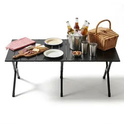 Relaxdays Campingtisch , Schwarz , Metall, Kunststoff , 120x44x60 cm , Gartenmöbel, Gartentische, Klapptische