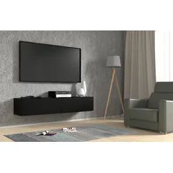 Raumhirsch Furniture Lowboard TV Schrank, RTV Möbel, Wohnmöbel (Maße: 160 x 40 x 30 (H) cm, 2 Klappen), Funktional, Stabile Konstruktion, Einfache Selbstmontage schwarz 160 cm x 30 cm x 40 cm