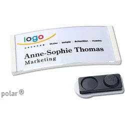 10 Namensschilder polar®, magnetisch 65 x 30 mm | weiß | smag® Magnet, extra stark, Kunststoff
