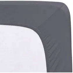 Florella Spannleintuch , Dunkelgrau , Textil , 90-100x200-220 cm , Oeko-Tex® Standard 100, Oeko-Tex® Made IN Green , Rundumgummi, bügelfrei, für Wasserbetten geeignet, rutschfest auf der Matratze, Spezialgummi für unermüdliche Elastizität, weich und anschmiegsam, formstabil und langlebig, perfekter Sitz, spielend leicht zu überziehen, besonders dehnbar, absolut faltenfreier Sitz, allerhöchster Komfort, geeignet für Boxspringbetten , Heimtextilien, Bettwäsche & Leintücher, Leintücher, Spannleintücher