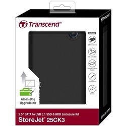 Transcend Festplatten-Gehäuse Leergehäuse SSD HDD Festplatte Gehäuse Storejet 2,5 Zoll USB 3.1 grau