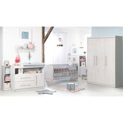 roba® Babyzimmer-Komplettset »Maren 2«, (Set, 3 St., Kinderbett, Schrank, Wickelkommode), mit Kinderbett, Schrank und Wickelkommode Roba® Eiche weiß gekalkt / lichtgrau Eiche weiß gekalkt / lichtgrau