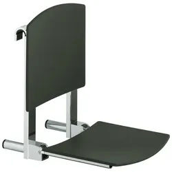 KEUCO PLAN Care Duschsitz einhängbar, bis 110kg, mit Rückenlehne, 34981170051, Farbe: Aluminium silber-eloxiert/weiß