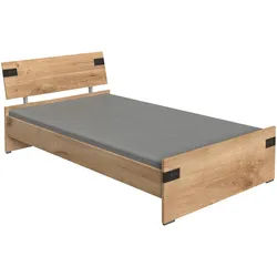 Mid.you Bett , Graphitfarben, Eichefarben , Holzwerkstoff , 120x200 cm , BQ - Bündnis für Qualität, Made in Germany, DIN EN ISO 9001 , in verschiedenen Größen erhältlich , Schlafzimmer, Komplette Schlafzimmer und Serien, Schlafzimmerserien