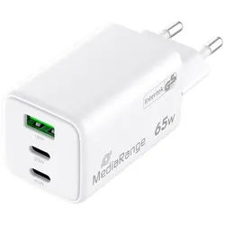 MediaRange Ladeadapter 65W USB A/USB C Quick Charge weiß, 9.31x28 cm