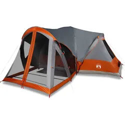 vidaXL Kuppelzelt NA Zelt Campingzelt Freizeitzelt Familienzelt 8 Personen Grau und Oran grau