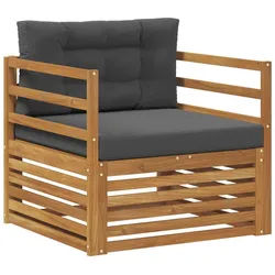 vidaXL Gartenstuhl Schwarz Outdoor-Sofagarnitur Massives Akazienholz und Polyester Natur weiß