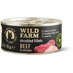 WILD FARM Fillets Rind & Huhn 70g - getreidefreies Katzennassfutter in Brühe
